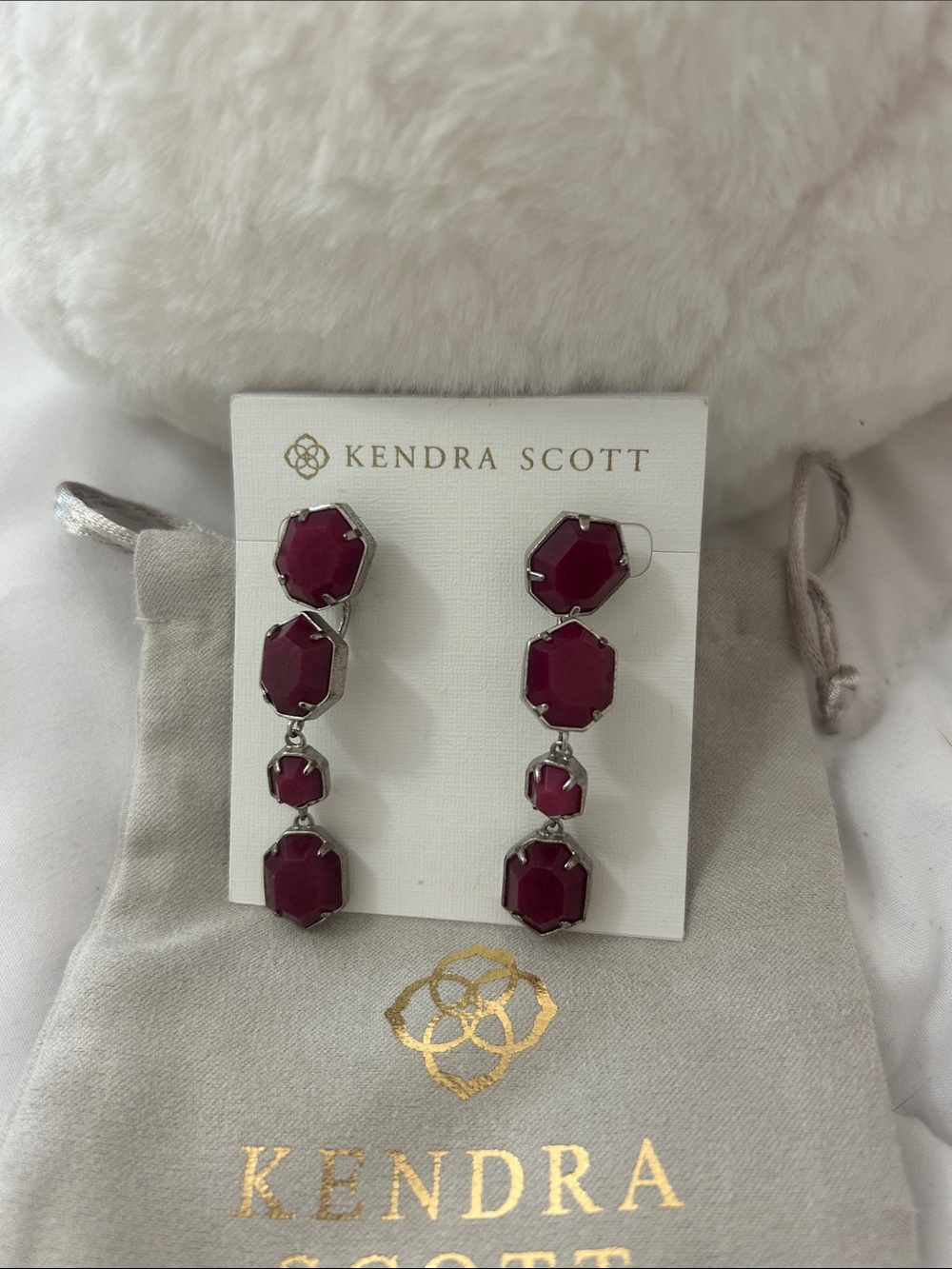 Kendra Scott Matching Earring Set | Gunmetal & Berry | Stud + Drop Earrings